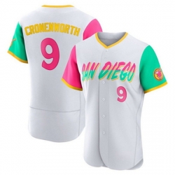 Men San Diego Padres 9 Jake Cronenworth 2022 White City Connect Flex Base Stitched Baseball Jersey