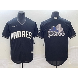 Men San Diego Padres Black Team Big Logo Cool Base Stitched Baseball Jersey