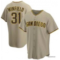 Men San Diego Padres Dave Winfield Brown Strips Stitched Cool Base Jersey