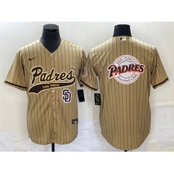 Men San Diego Padres TanTeam Big Logo In Back Cool Base With Patch Stitched Baseball Jersey