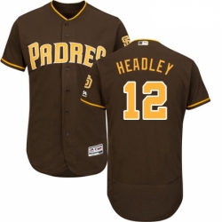 Mens Majestic San Diego Padres 12 Chase Headley Brown Alternate Flex Base Authentic Collection MLB Jersey