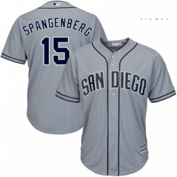 Mens Majestic San Diego Padres 15 Cory Spangenberg Authentic Grey Road Cool Base MLB Jersey