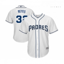 Mens San Diego Padres 32 Franmil Reyes Replica White Home Cool Base Baseball Jersey 