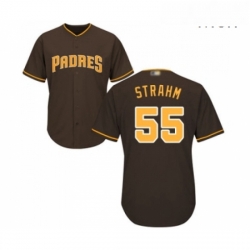 Mens San Diego Padres 55 Matt Strahm Replica Brown Alternate Cool Base Baseball Jersey 