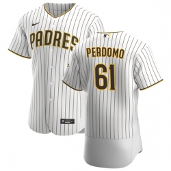 San Diego Padres 61 Luis Perdomo Men Nike White Brown Home 2020 Authentic Player Jersey