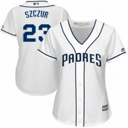 Womens Majestic San Diego Padres 23 Matt Szczur Replica White Home Cool Base MLB Jersey 