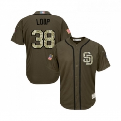 Youth San Diego Padres 38 Aaron Loup Authentic Green Salute to Service Cool Base Baseball Jersey 