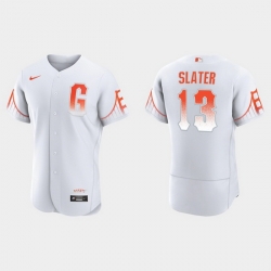 Men San Francisco Giants 13 Austin Slater Men 2021 City Connect Authentic White Jersey