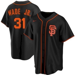 Men San Francisco Giants 31 LaMonte Wade Jr Black Replica Alternate Jersey