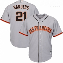 Mens Majestic San Francisco Giants 21 Deion Sanders Replica Grey Road Cool Base MLB Jersey