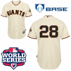 Mens Majestic San Francisco Giants 28 Buster Posey Authentic Cream Cool Base 2012 World Series Patch MLB Jersey