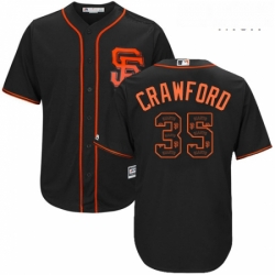 Mens Majestic San Francisco Giants 35 Brandon Crawford Authentic Black Team Logo Fashion Cool Base MLB Jersey