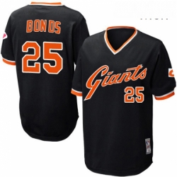 Mens Mitchell and Ness San Francisco Giants 25 Barry Bonds Replica Black Throwback MLB Jersey