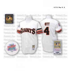 Mens Mitchell and Ness San Francisco Giants 4 Mel Ott Authentic White Throwback MLB Jersey