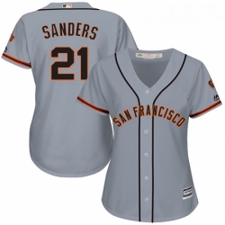 Womens Majestic San Francisco Giants 21 Deion Sanders Authentic Grey Road Cool Base MLB Jersey