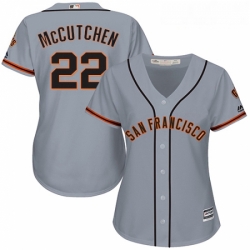 Womens Majestic San Francisco Giants 22 Andrew McCutchen Authentic Grey Road Cool Base MLB Jersey 