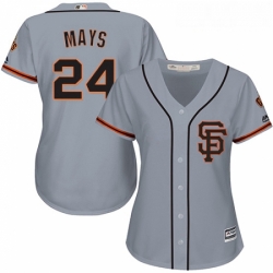 Womens Majestic San Francisco Giants 24 Willie Mays Authentic Grey Road 2 Cool Base MLB Jersey