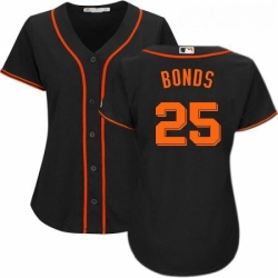 Womens Majestic San Francisco Giants 25 Barry Bonds Replica Black Alternate Cool Base MLB Jersey