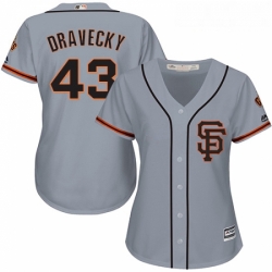 Womens Majestic San Francisco Giants 43 Dave Dravecky Replica Grey Road 2 Cool Base MLB Jersey