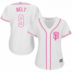 Womens Majestic San Francisco Giants 9 Brandon Belt Replica White Fashion Cool Base MLB Jersey