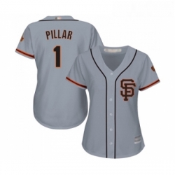 Womens San Francisco Giants 1 Kevin Pillar Replica Grey Road 2 Cool Base Baseball Jersey 