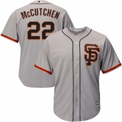 Youth Majestic San Francisco Giants 22 Andrew McCutchen Authentic Grey Road 2 Cool Base MLB Jersey 