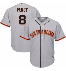 Youth Majestic San Francisco Giants 8 Hunter Pence Replica Grey Road Cool Base MLB Jersey