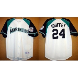 Men Seattle Mariners 24 Ken Griffey White Stitched jersey