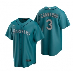 Men Seattle Mariners 3 J P  Crawford Aqua Cool Base Stitched Jersey