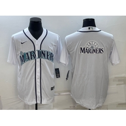 Men Seattle Mariners White Team Big Logo Cool Base Stitched Jersey