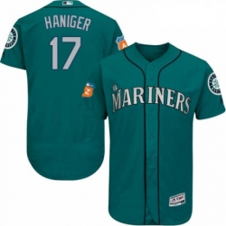 Mens Majestic Seattle Mariners 17 Mitch Haniger Teal Green Alternate Flex Base Authentic Collection MLB Jersey