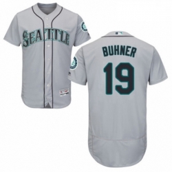 Mens Majestic Seattle Mariners 19 Jay Buhner Grey Road Flex Base Authentic Collection MLB Jersey