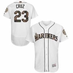 Mens Majestic Seattle Mariners 23 Nelson Cruz Authentic White 2016 Memorial Day Fashion Flex Base MLB Jersey