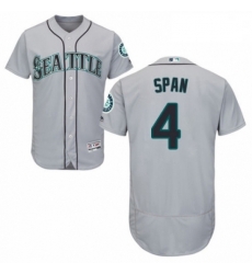 Mens Majestic Seattle Mariners 4 Denard Span Grey Road Flex Base Authentic Collection MLB Jersey