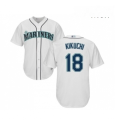 Mens Seattle Mariners 18 Yusei Kikuchi Replica White Home Cool Base Baseball Jersey 