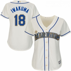 Womens Majestic Seattle Mariners 18 Hisashi Iwakuma Authentic Cream Alternate Cool Base MLB Jersey