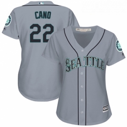 Womens Majestic Seattle Mariners 22 Robinson Cano Replica Grey Road Cool Base MLB Jersey