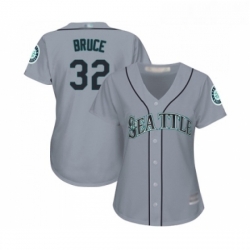 Womens Seattle Mariners 32 Jay Bruce Replica Grey Road Cool Base Baseball Jersey 