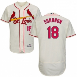 Mens Majestic St Louis Cardinals 18 Mike Shannon Cream Alternate Flex Base Authentic Collection MLB Jersey 