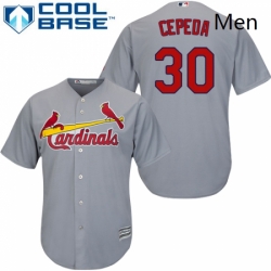 Mens Majestic St Louis Cardinals 30 Orlando Cepeda Replica Grey Road Cool Base MLB Jersey