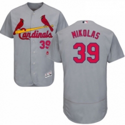 Mens Majestic St Louis Cardinals 39 Miles Mikolas Grey Road Flex Base Authentic Collection MLB Jersey