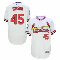 Mens Majestic St Louis Cardinals 45 Bob Gibson White Flexbase Authentic Collection Cooperstown MLB Jersey