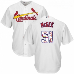 Mens Majestic St Louis Cardinals 51 Willie McGee Authentic White Team Logo Fashion Cool Base MLB Jersey