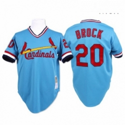 Mens Mitchell and Ness St Louis Cardinals 20 Lou Brock Authentic Blue Throwback MLB Jersey