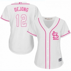 Womens Majestic St Louis Cardinals 12 Paul DeJong Authentic White Fashion Cool Base MLB Jersey 