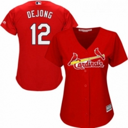 Womens Majestic St Louis Cardinals 12 Paul DeJong Replica Red Alternate Cool Base MLB Jersey 