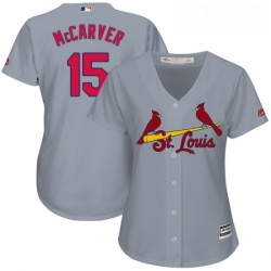 Womens Majestic St Louis Cardinals 15 Tim McCarver Authentic Grey Road Cool Base MLB Jersey