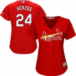 Womens Majestic St Louis Cardinals 24 Whitey Herzog Authentic Red Alternate Cool Base MLB Jersey