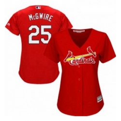 Womens Majestic St Louis Cardinals 25 Mark McGwire Replica Red Alternate Cool Base MLB Jersey