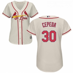 Womens Majestic St Louis Cardinals 30 Orlando Cepeda Authentic Cream Alternate Cool Base MLB Jersey